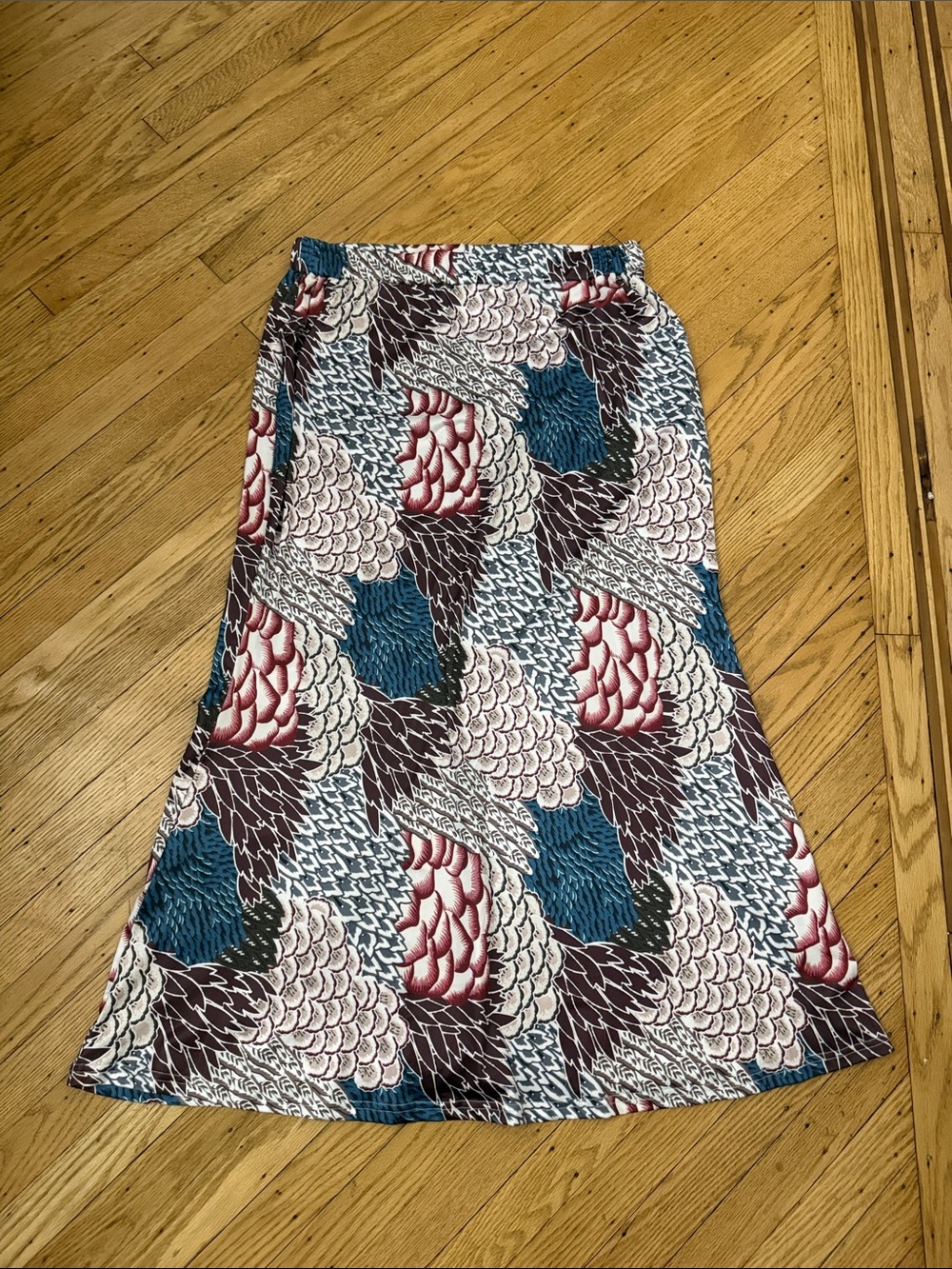 Women’s 2XL Stretchy Abstract Print Maxi Skirt